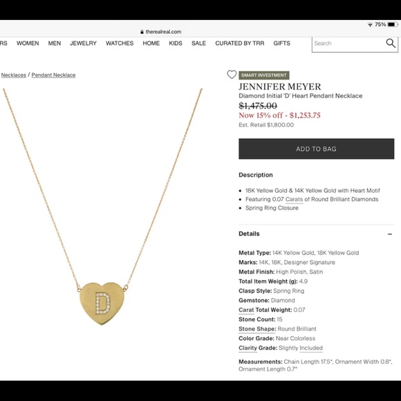 Jennifer Meyer Letter Heart Necklace - Picture 2 of 6